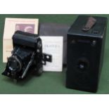Vintage Carl Zeiss Icon 'Ikonta' cased camers, plus Ensign box camera both used not tested