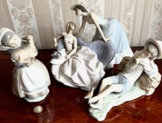 THREE LLADRO FIGURE GROUPS PLUS TWO OTHERS
