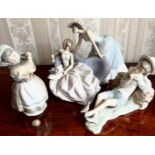 THREE LLADRO FIGURE GROUPS PLUS TWO OTHERS