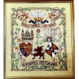 PETIT POINT TAPESTRY RELATING TO ROYAL WEDDING 1981, APPROX 48.5 x 44cm