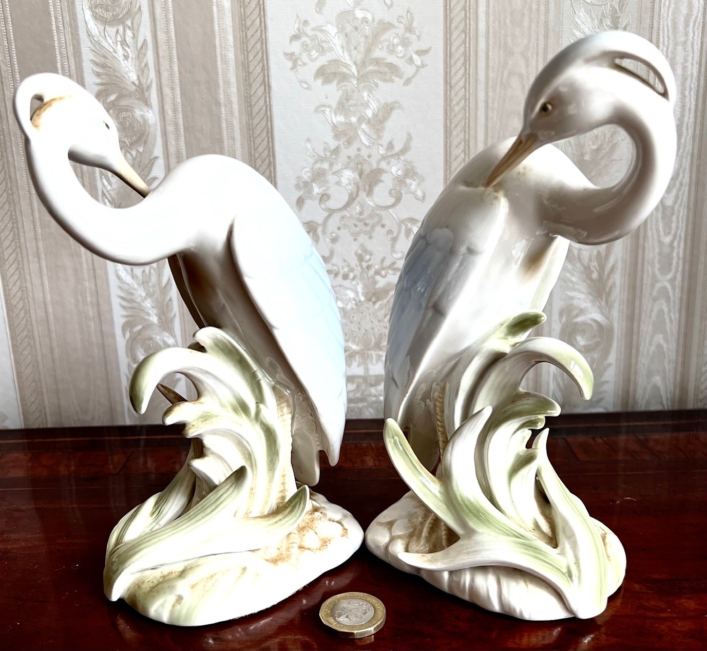 TWO CERAMIC MATCHING PAIR OF EGRETS