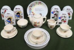 Parcel of various childrens ceramics including Nursery Rhyme teaware, milestone pottery, Wedgwood