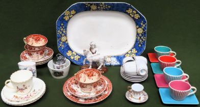 Sundry ceramics including LBVYR Cups and saucers, figure, large plate etc All in used condition,