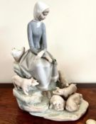 LLADRO FEMALE FIGURE WITH PIGLETS, APPROX 28cm HIGH
