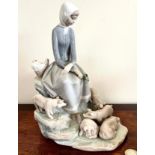 LLADRO FEMALE FIGURE WITH PIGLETS, APPROX 28cm HIGH