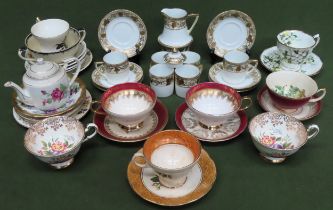 Quantity of various cups and saucers, Noritake gilded part coffee set, etc all used and unchecked