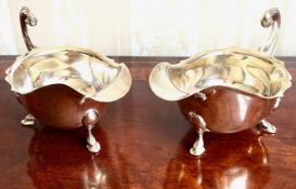 PAIR OF SILVER SAUCE BOATS, SHEFFIELD, 1939, TOTAL WEIGHT APPROX 490g