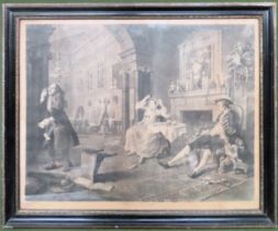 19th century Richard Earlam monochrome engraving "Marriage A La Mode" Approx. 50 x 64cm Used