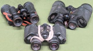 Two sets of vintage Carl Zeiss binoculars Inc. Jenoptem 10 x 50 W, Jenoptem 8 x 30 W, plus another