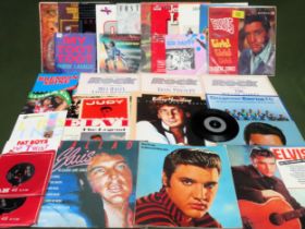 Quantity of various vinyls and singles Inc. Elvis Presley, Satus Quo, Barry Manilow, Everton FC, etc