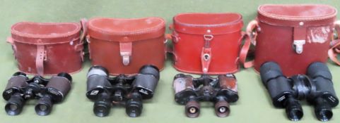 Four various vintage cased sets of binoculars Inc. Lieberman & Gortz, Perfex Maxima, Delacroix,