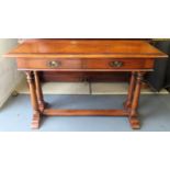 Victorian Mahogany two drawer Simpsons Goacher table. Approx. 76cm H x 122cm W x 43cm D Reasonable