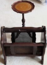 20th century bergere magazine rack, plus tripod wine table both reasonable used condition scuffs