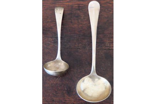 Hallmarked Silver ladle by James Dixon, Sheffield assay. plus another smaller ladle. Total Weight