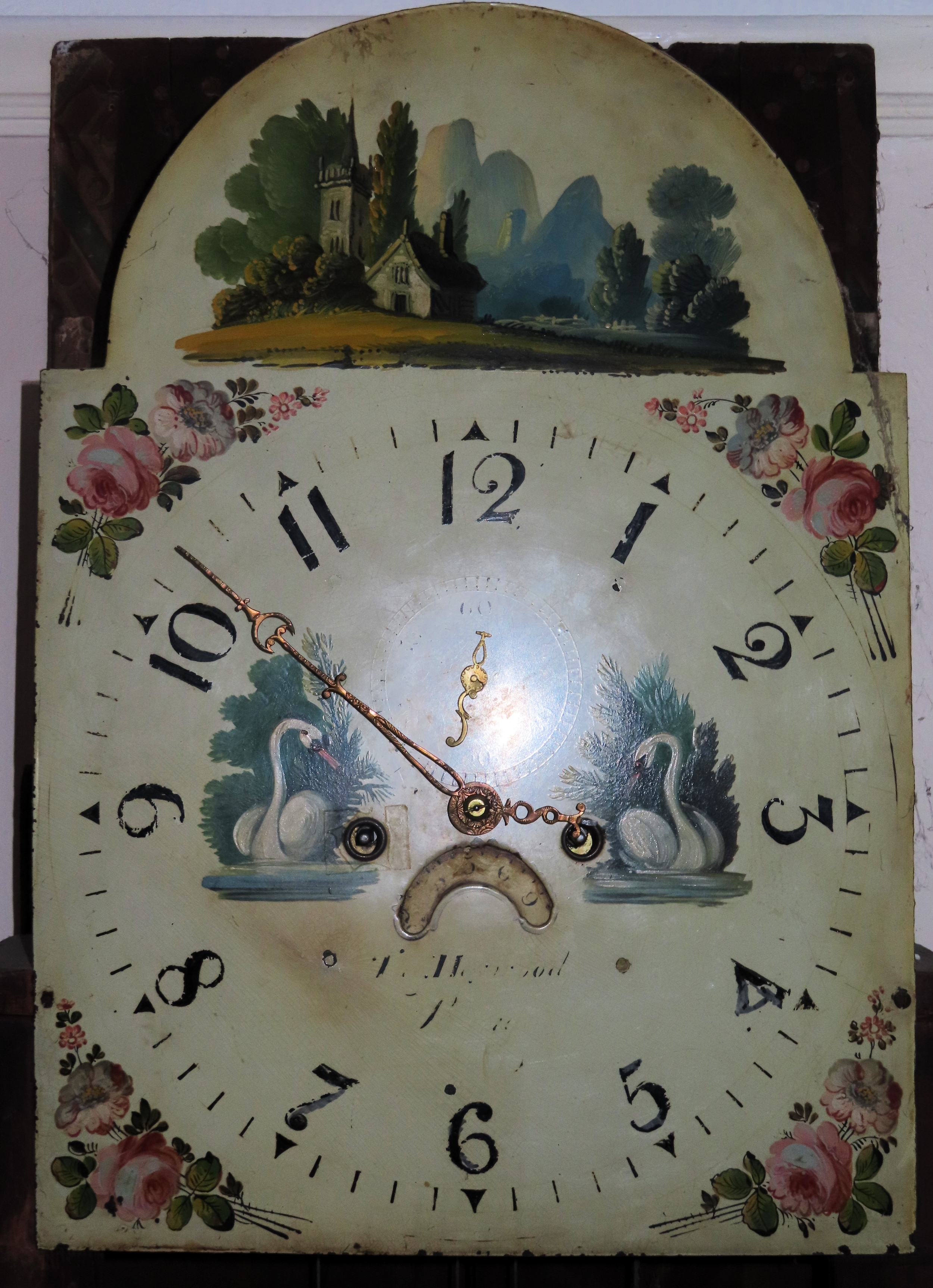19th century Oak longcase clock by Thomas Haywood, Bangor, with handpainted and enamelled dial. - Image 3 of 4