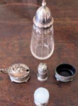 Sundry lot of Silver including shaker, plus cruet items All in used condition