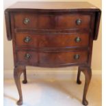 Early 20th century mahoagny serpentine fronted three drawer chest with drop ends. Approx. 73 x 60