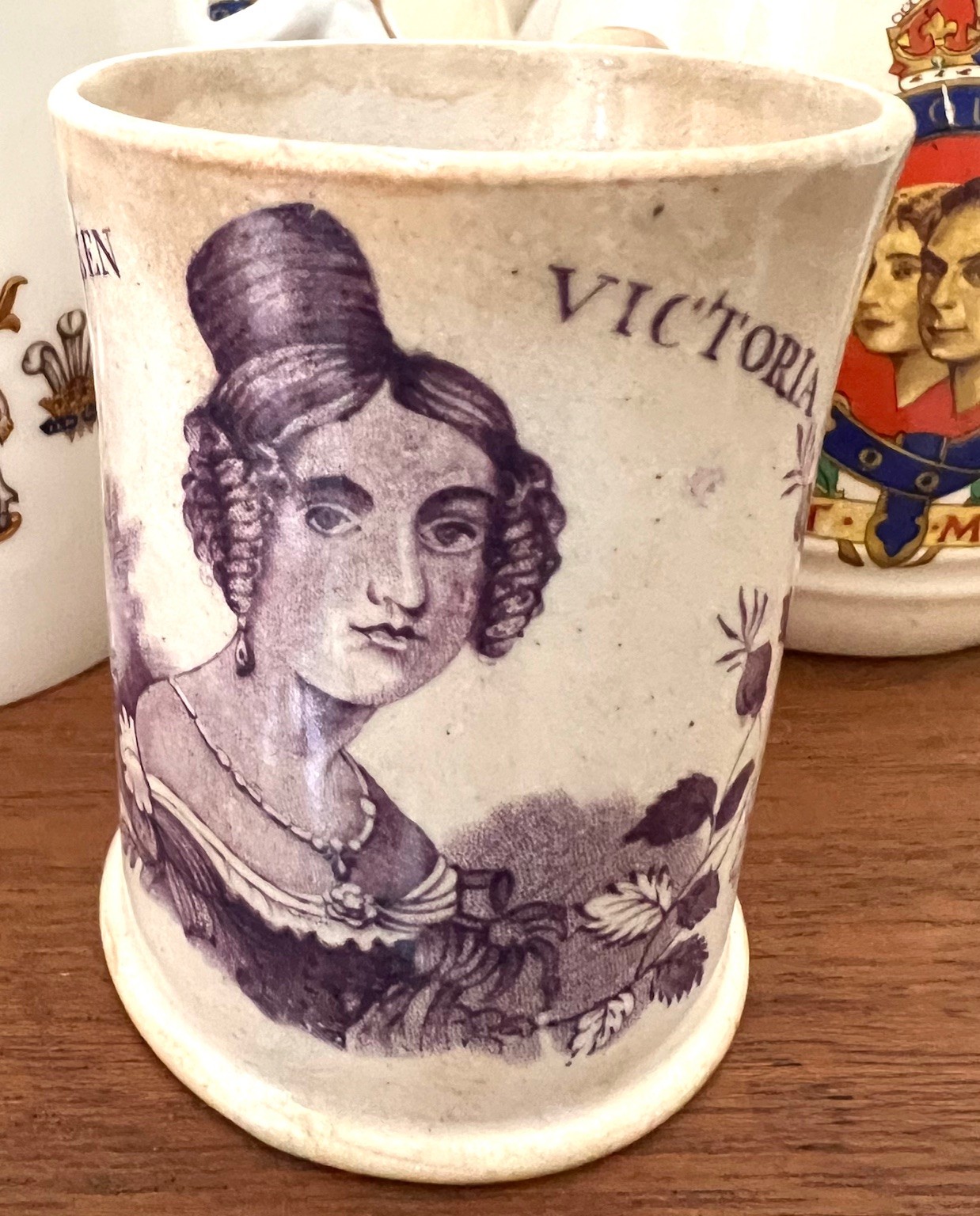 COLLECTION OF ROYAL MEMORABILIA, EDWARDIAN CREAM JUG AND EARLY VICTORIAN SMALL POTTERY TANKARD, - Image 3 of 5