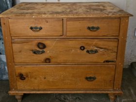 Pine two over two chest of drawers. Approx. 78 x 92 x 47cms used with scuffs chips scratches etc