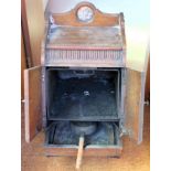 Early 20th century mahogany articulated two door coal scuttle. Approx. 69cm H x 39cm W x 40cm D Used