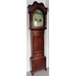 19th century Oak longcase clock by Thomas Haywood, Bangor, with handpainted and enamelled dial.