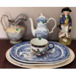 Sundry ceramics including blue and white ashettes, Nelson character jug etc All in used condition,