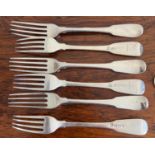 SET OF SIX DESSERT FORKS, LONDON, 1801, WEIGHT APPROX 240g