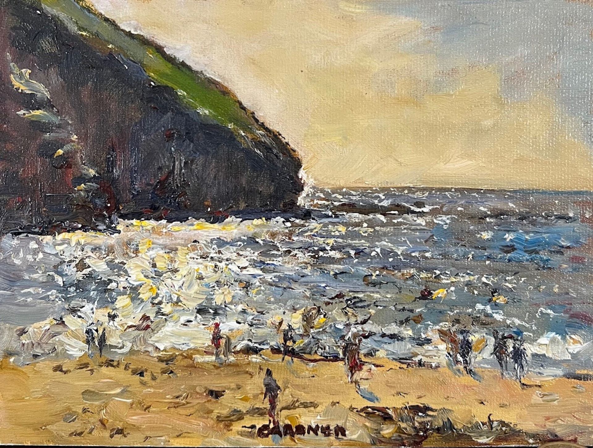 KEITH GARDNER RCA, OIL ON BOARD, 'EVENING SUN, PORT REATH CORNWALL', SIGNED LOWER CENTRE APPROX 15 x