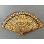 CHINESE EXPORT HIGHLY DECORATIVE FAN WITH LACQUERED DECORATION