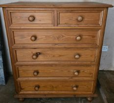 20th century pine two over four chest of drawers. Approx. 109 x 91 x 46cms reasonable used with