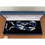 BOXED NECKLACE COMPRISING FRESH WATER PEARLS AND LAPIS LAZULI, LENGTH APPROX 42cm