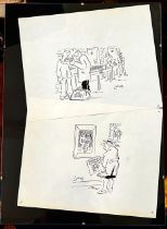 LANG, TWO ORIGINAL CARTON ARTWORKS, 'PRISON DOCTOR', GLAZED, APPROX 20 x 25cm
