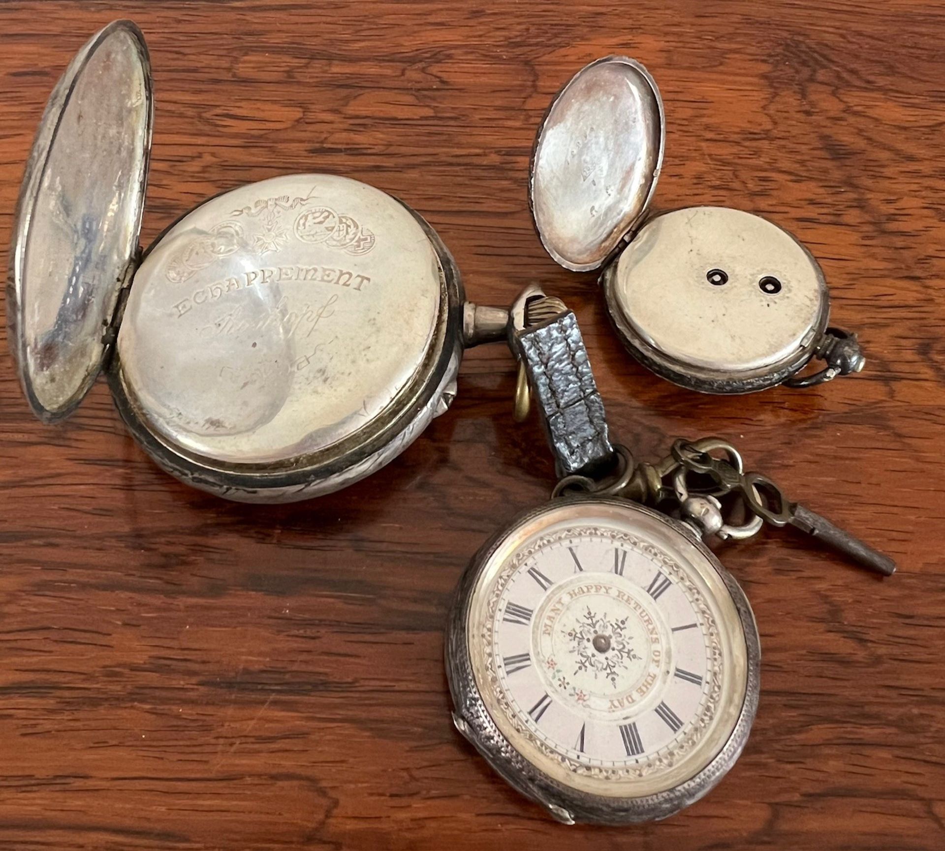 THREE SILVER POCKET WATCHES, ALL AS FOUND - Image 2 of 2