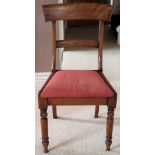 Single antique mahogany dining chair. Approx. 86cm H Reasonable used condition, scuffs and scratches