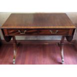 William Tillman 1970's regency style inlaid mahogany drop leaf sofa table. Approx. 132cm H x 95cm