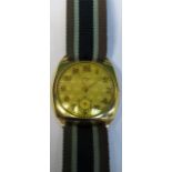 Tempo Art Deco gold coloured wrist watch with strap Used condition, missing winding pin, not