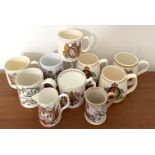 COLLECTION OF ROYAL MEMORABILIA, EDWARDIAN CREAM JUG AND EARLY VICTORIAN SMALL POTTERY TANKARD,