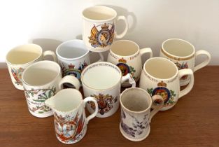 COLLECTION OF ROYAL MEMORABILIA, EDWARDIAN CREAM JUG AND EARLY VICTORIAN SMALL POTTERY TANKARD,