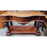 Victorian mahogany serpentine fronted sideboard on raised supports. Approx. 80 x 124 x 54cms