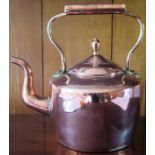 Antique copper kettle. Approx. 33cms H, plus copper and brass bed warmer reasonable used condition