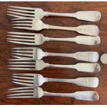 SIX SILVER DINNER FORKS, EXETER, 1836, WEIGHT APPROX 540g