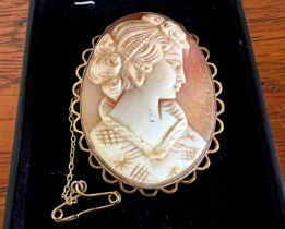 SHELL CAMEO BROOCH WITHIN 9ct GOLD FRAME