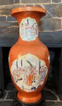 LARGE BALUSTER FORM CHINESE VASE WITH DECORATIVE PANELS, CIRCA 1900, APPROX 81cm HIGH, INCLUDING
