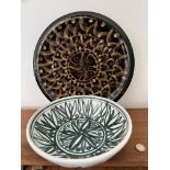 WALLY COLE STUDIO POTTERY GLAZED CERAMIC PLAQUE AND BOWL