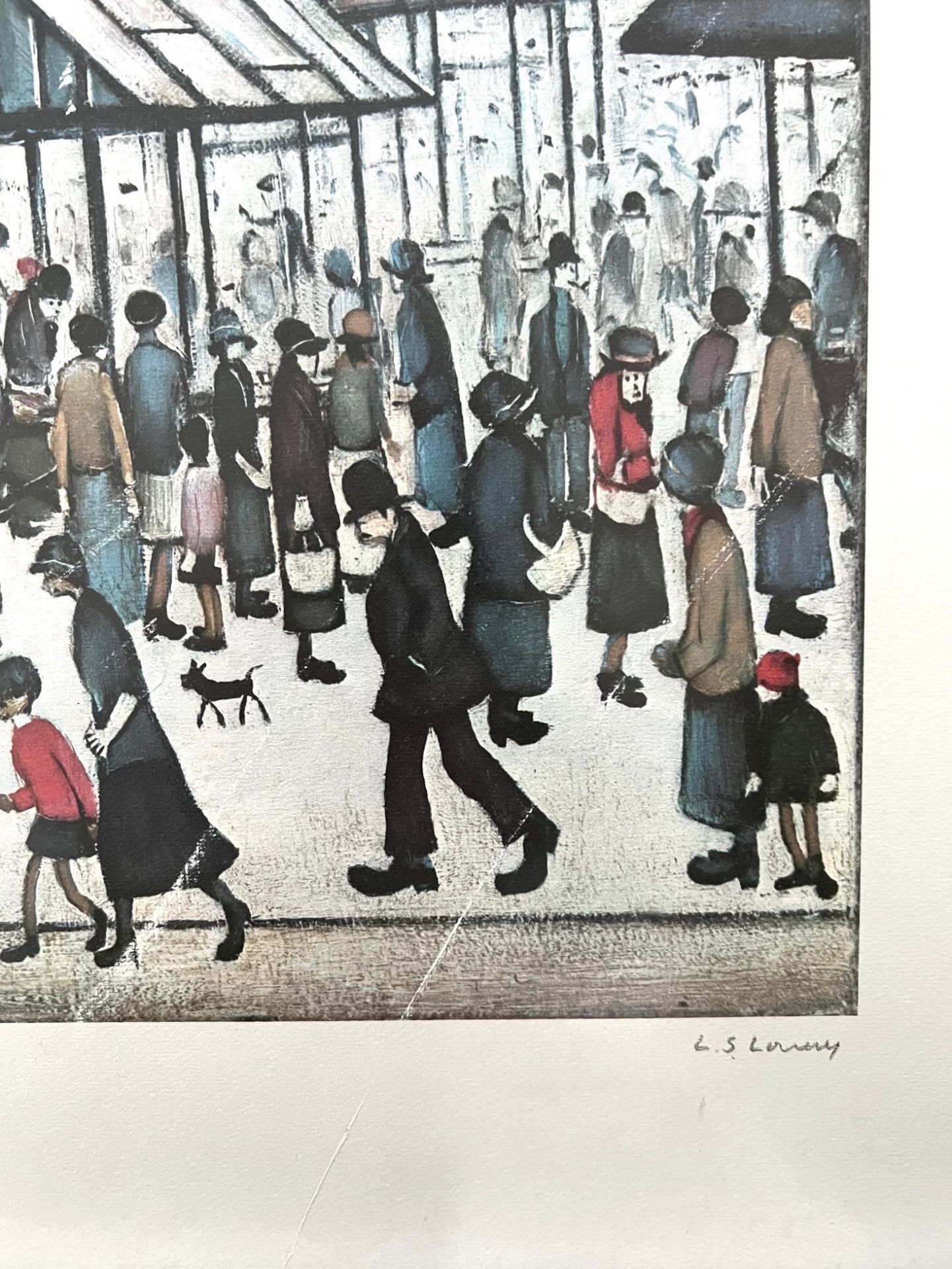 LS LOWRY, 'MARKET SCENE IN A NORTHERN TOWN', PUB PATRICK SEALE, PENCIL SIGNED LOWER RIGHT LONDON, - Image 2 of 3