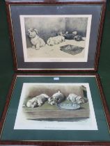Two framed London illustrated News polychrome Cecil Aldin prints - Handle with care & For what we