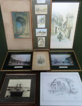 Parcel of various framed and unframed pictures and prints including Peter Pan signed illustration