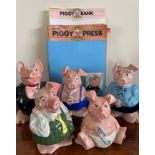 SET OF WADE NATWEST PIGS, ALSO NINE ISSUES OF PIGGY PRESS, ETC