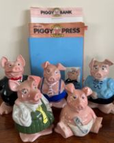 SET OF WADE NATWEST PIGS, ALSO NINE ISSUES OF PIGGY PRESS, ETC