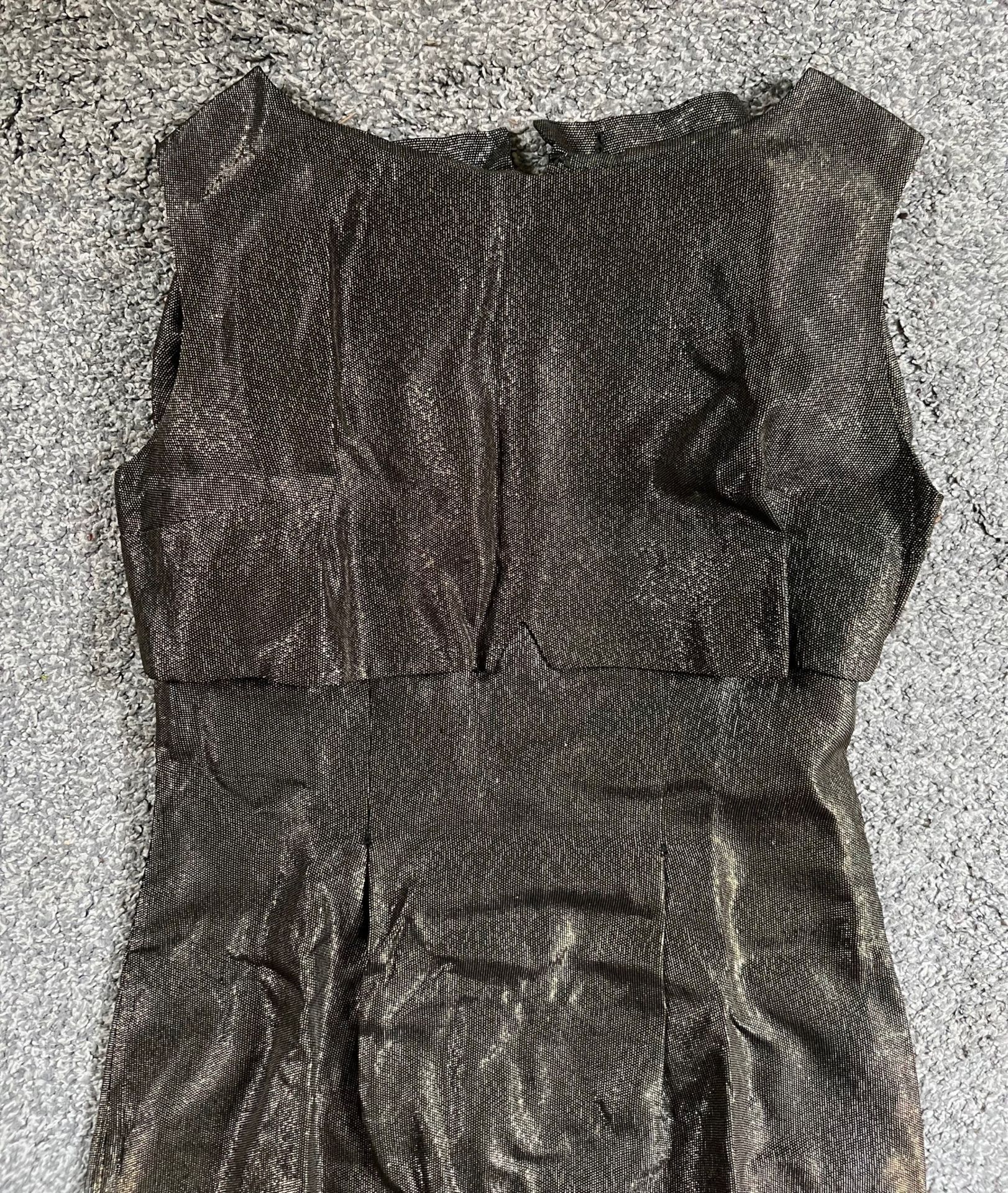 METALLIC COCKTAIL DRESS, SIZE 10/12, BUTTON BACK FEATURE, 'SUSAN HART' LONDON - Image 2 of 3